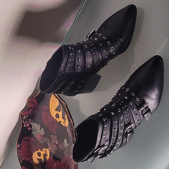 Studded Black Ankle Boots - Picture 8 of 10